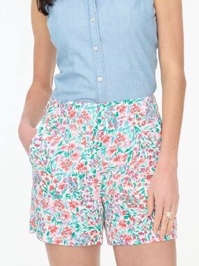 J. Crew Floral Cotton Shorts in Pink, Green & Red